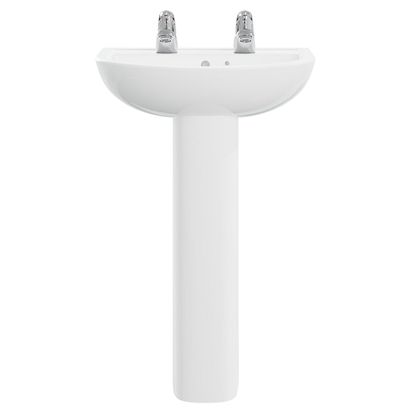 AKW Navlin 550mm 2TH Basin & Full Pedestal