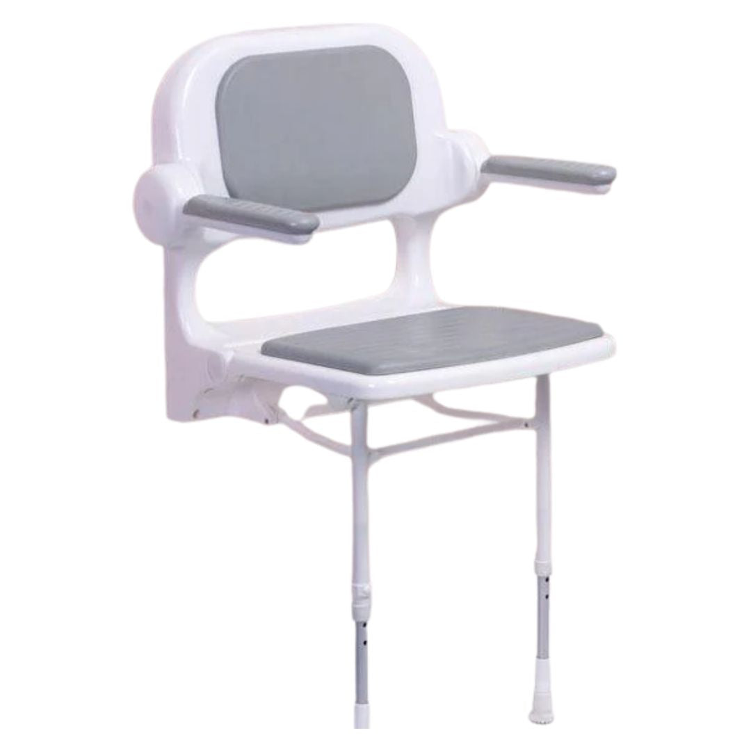 AKW 2000 Series Fold Up Grey Padded Seat with Back and Arms