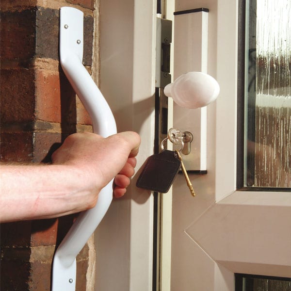 AKW 305x25 flat ended stainless steel white grab rail