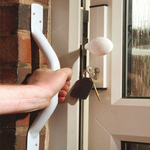 AKW 305x25 flat ended stainless steel white grab rail