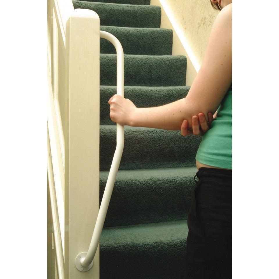 AKW White powder coated 32mm diameter steel newel rail RH