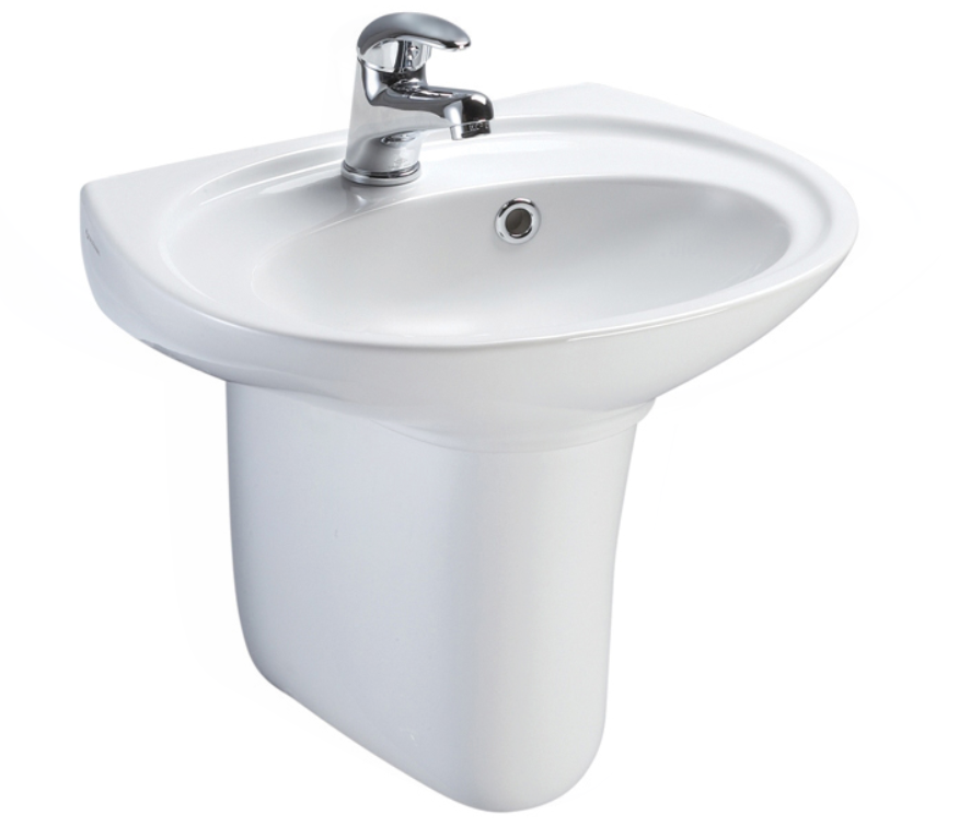 AKW Freelux 550mm 1 tap hole basin and semi pedestal