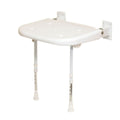 AKW Advanced wall mounted fold up moulded grey padded seat with support legs