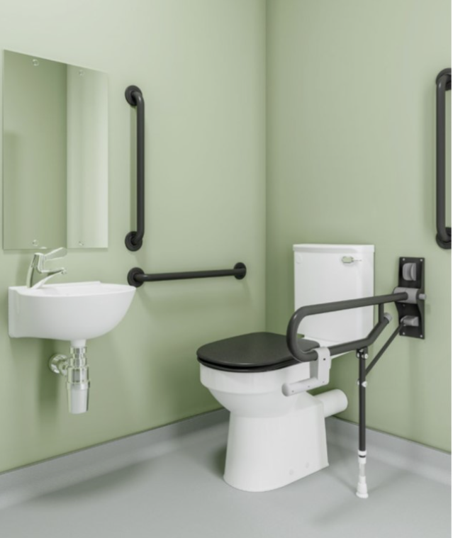 AKW Close Coupled Std Doc M Pack TMV3 Tap Fluted Mid Grey