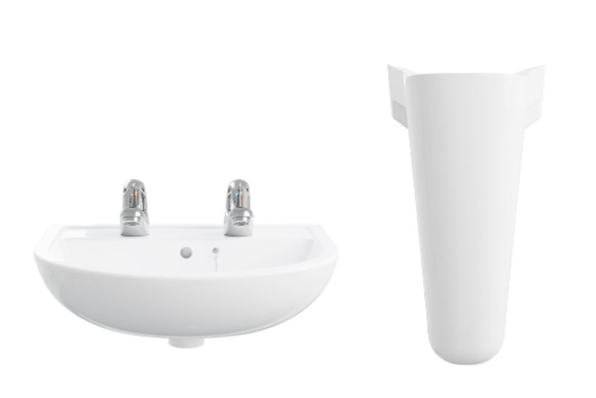 AKW Navlin 500mm 2TH Basin & Semi Pedestal