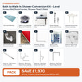 Bath to Walk-In Shower Conversion Bundle: 14 items shown together, save £643 inc VAT vs buying separately