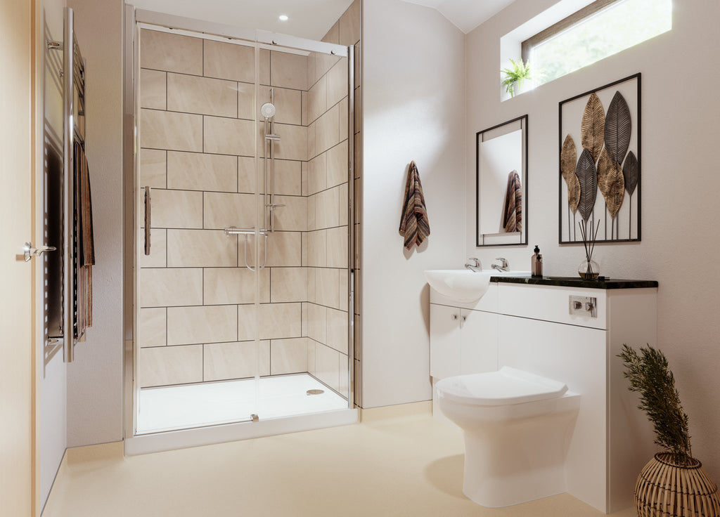 Comfort-Height Toilet Pack with Support Rails: example AKW room installation