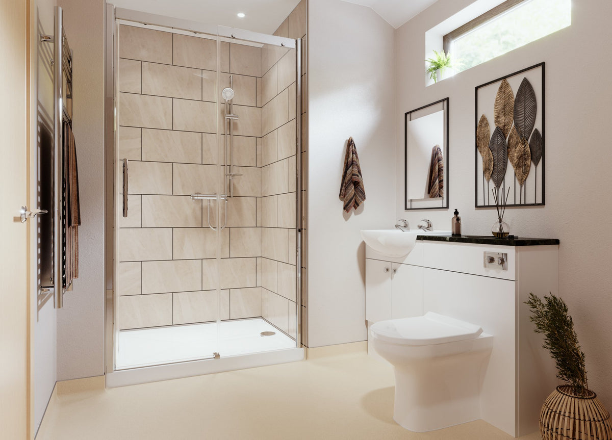 Comfort-Height Toilet Pack with Support Rails: example AKW room installation