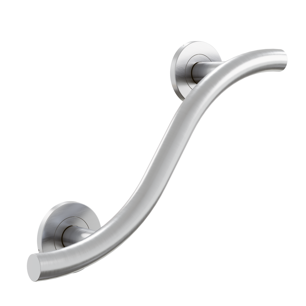 AKW Curved Satin Stainless Steel Grab Rail 200mm