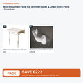 Wall Mounted Fold-Up Shower Seat & Grab Rails Pack – Essentials: 2 items shown together, save £222 inc VAT vs total manufacturer RRP