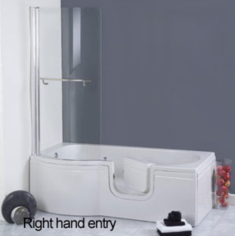 AKW Brereton P Shaped Walk In Bath - 1675x750x850mm RH Door
