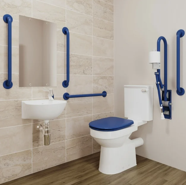 AKW Close Coupled Std Doc M Pack TMV3 Tap Fluted Dark Blue