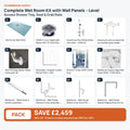 Complete Wet Room Bundle with Wall Panels – Essentials: 12 items shown together, save £622 inc VAT vs buying separately