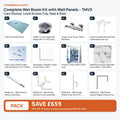Complete Wet Room Kit with Wall Panels – TMV3 Care Shower, Level Access Tray, Seat & Rails: 12 items shown together, save £659 inc VAT vs total manufacturer RRP