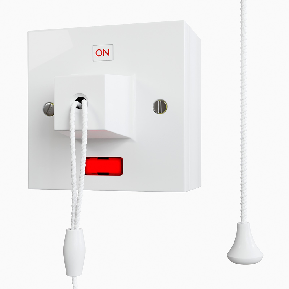 AKW Shower Isolation Pull Cord Switch 50A with back box
